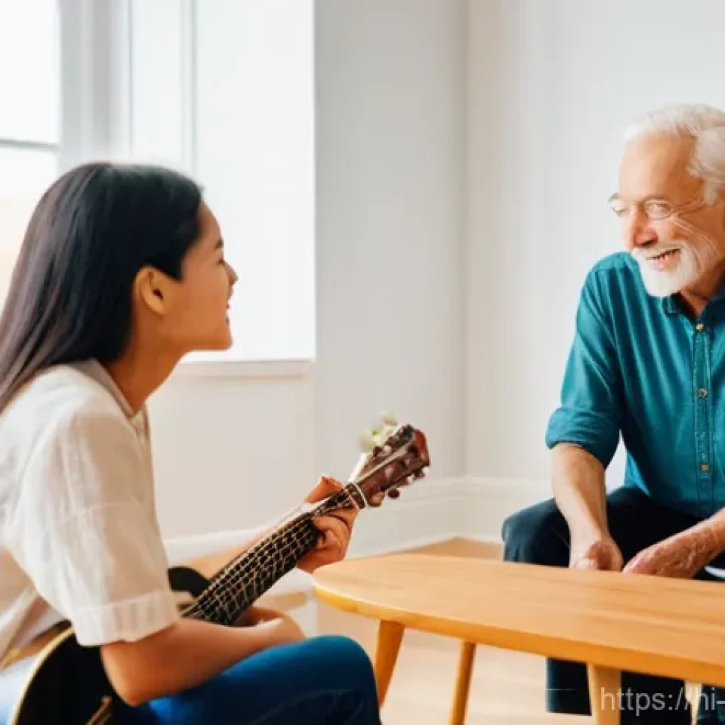 음악테라피사 직무 변화 - **Prompt for "Serene Intergenerational Music Therapy Session":**
    "A brightly lit, spacious thera...