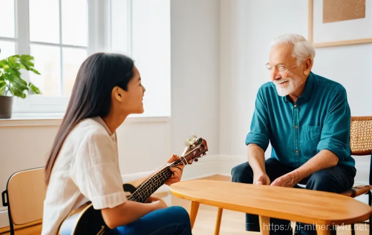 음악테라피사 직무 변화 - **Prompt for "Serene Intergenerational Music Therapy Session":**
"A brightly lit, spacious thera...