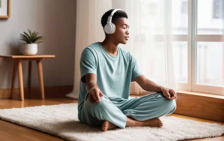 음악테라피사 치료 방법 - **Prompt:** A young adult, gender-neutral, wearing comfortable, loose-fitting loungewear (such as a ...