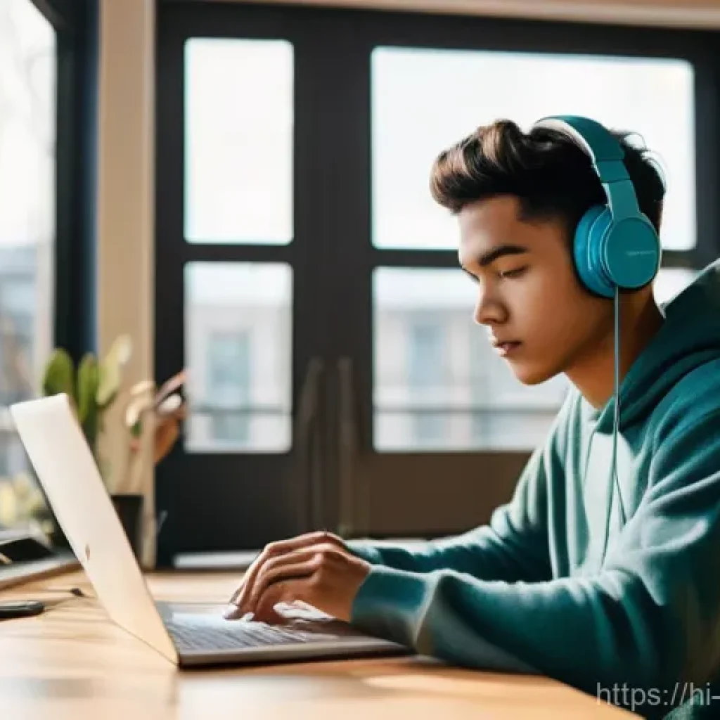 음악테라피사 심리학 - **Prompt 1: Focused Productivity with Lo-Fi Beats**
"A young adult, either male or female, aged ...