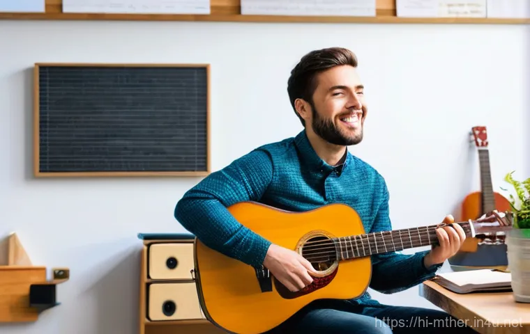 음악테라피사 실습을 통한 성장 - **Prompt 1: Tranquil Solo Music Therapy Session**
    "A serene individual, gender-neutral adult, is...